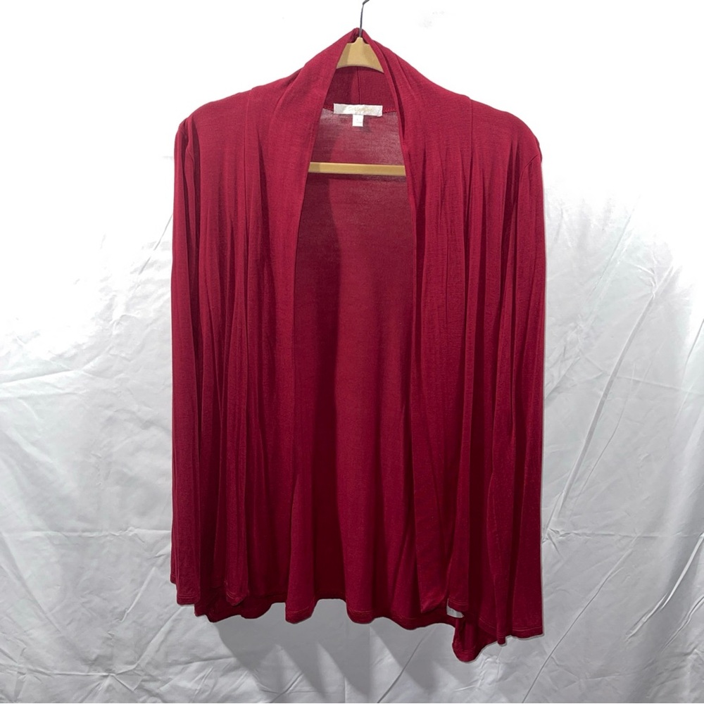 G Collection Red Open Front Duster Cardigan Size Large | Long Sleeves